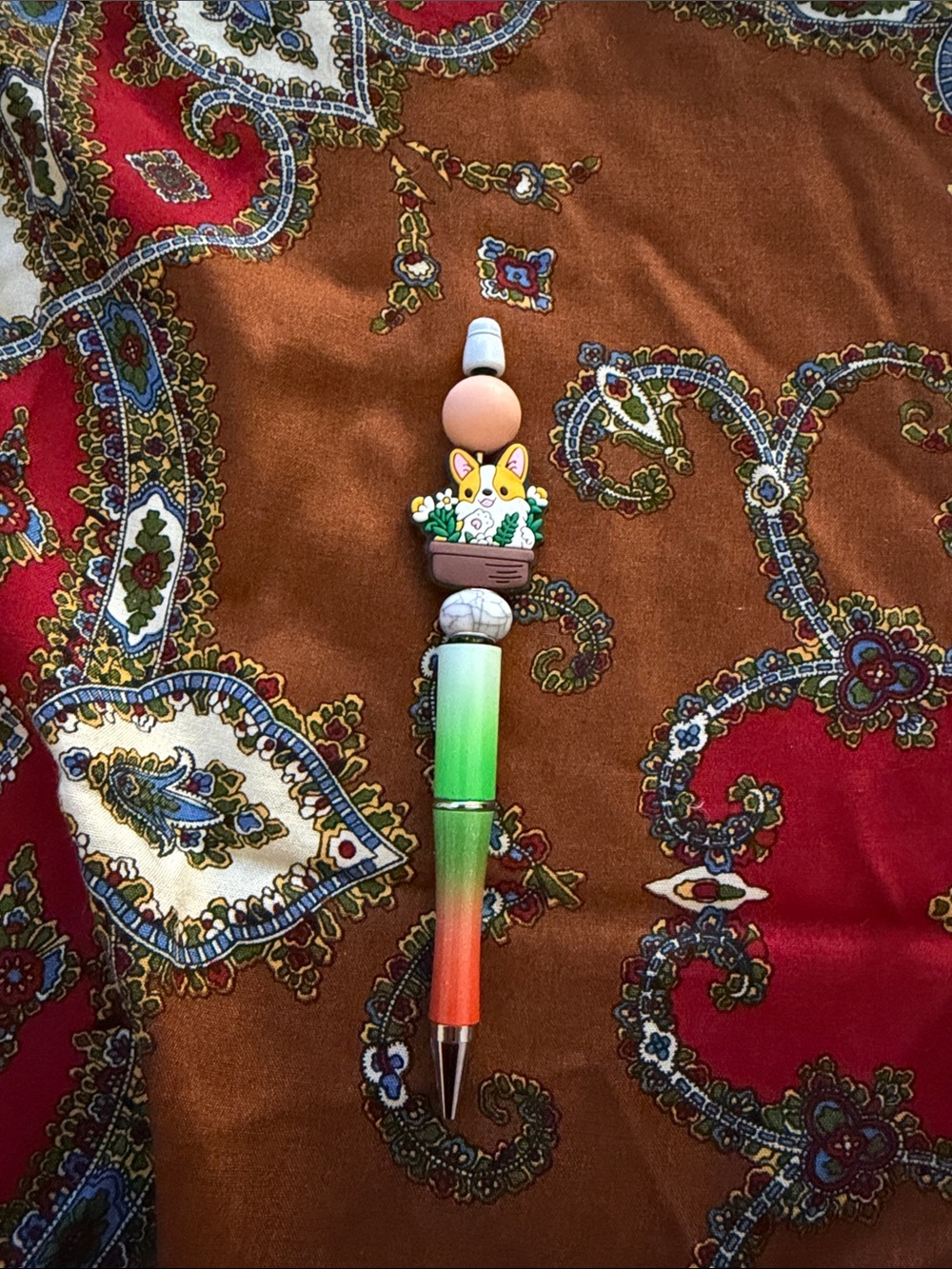 Cute Corgi Garden Decorative Retractable Pen - Green/Orange 2/$10